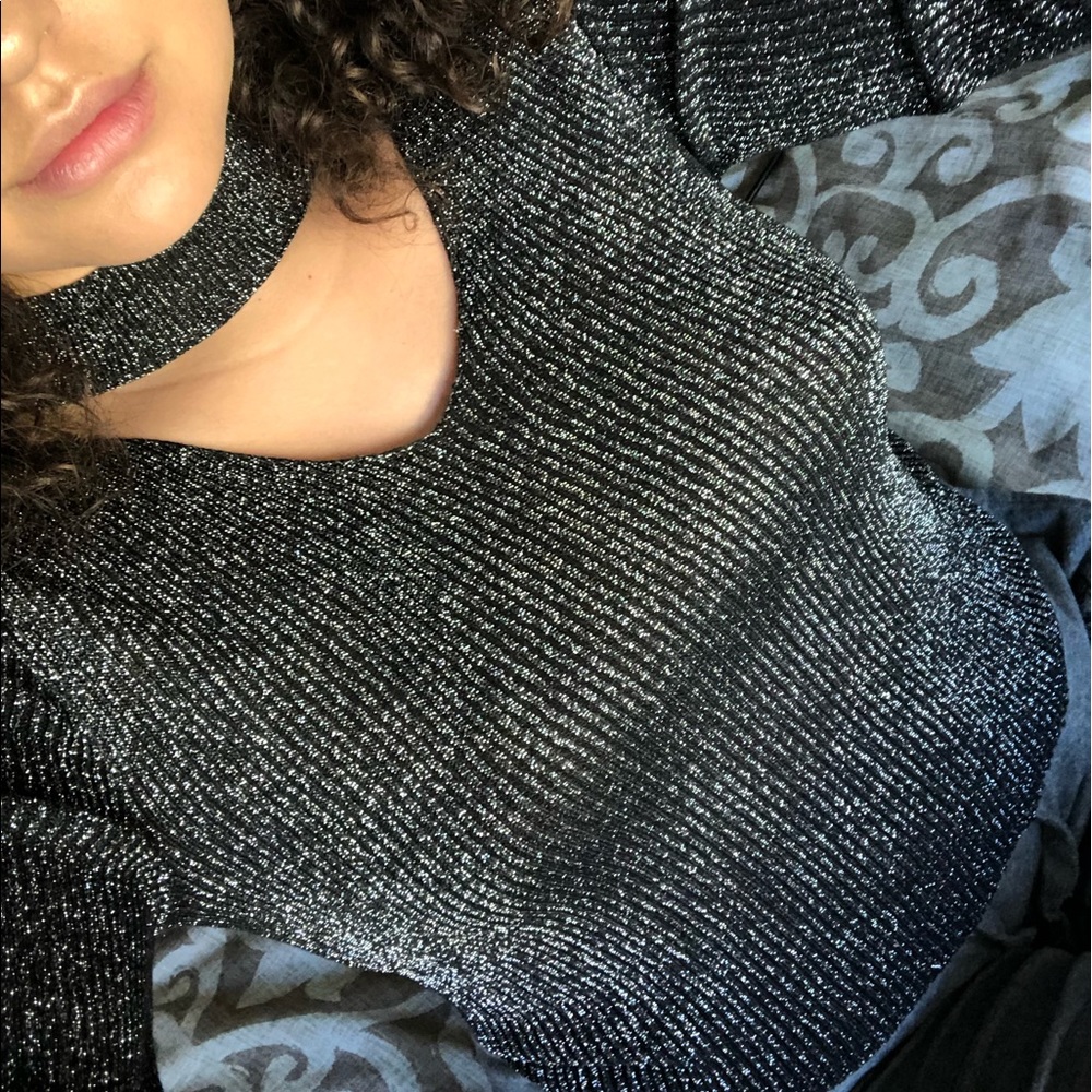 Sparkle long sleeve cut out tee